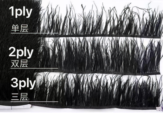 Black ostrich feather fringe trimming